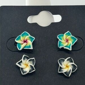 Plumeria Floral Earrings Set